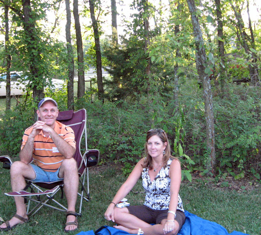 Jim, Vicki relax on the lawn