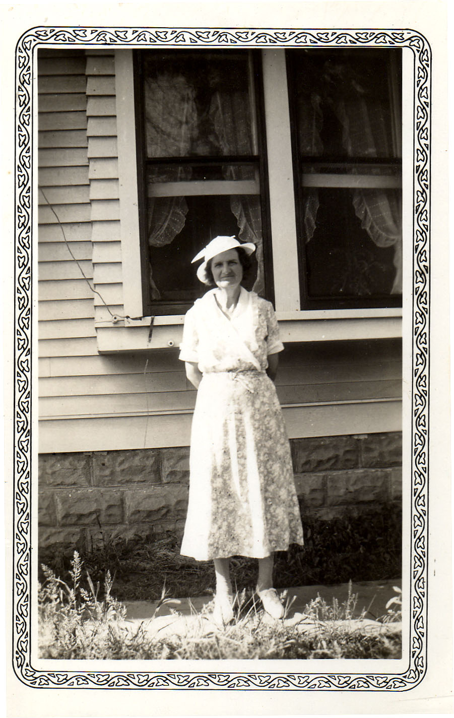 Aunt Mollie standing South of her house in 1935