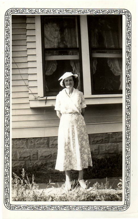 Aunt Mollie standing South of her house in 1935