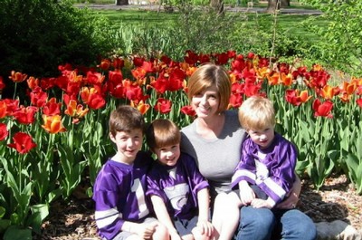 Jen & boys at Tulip Festival