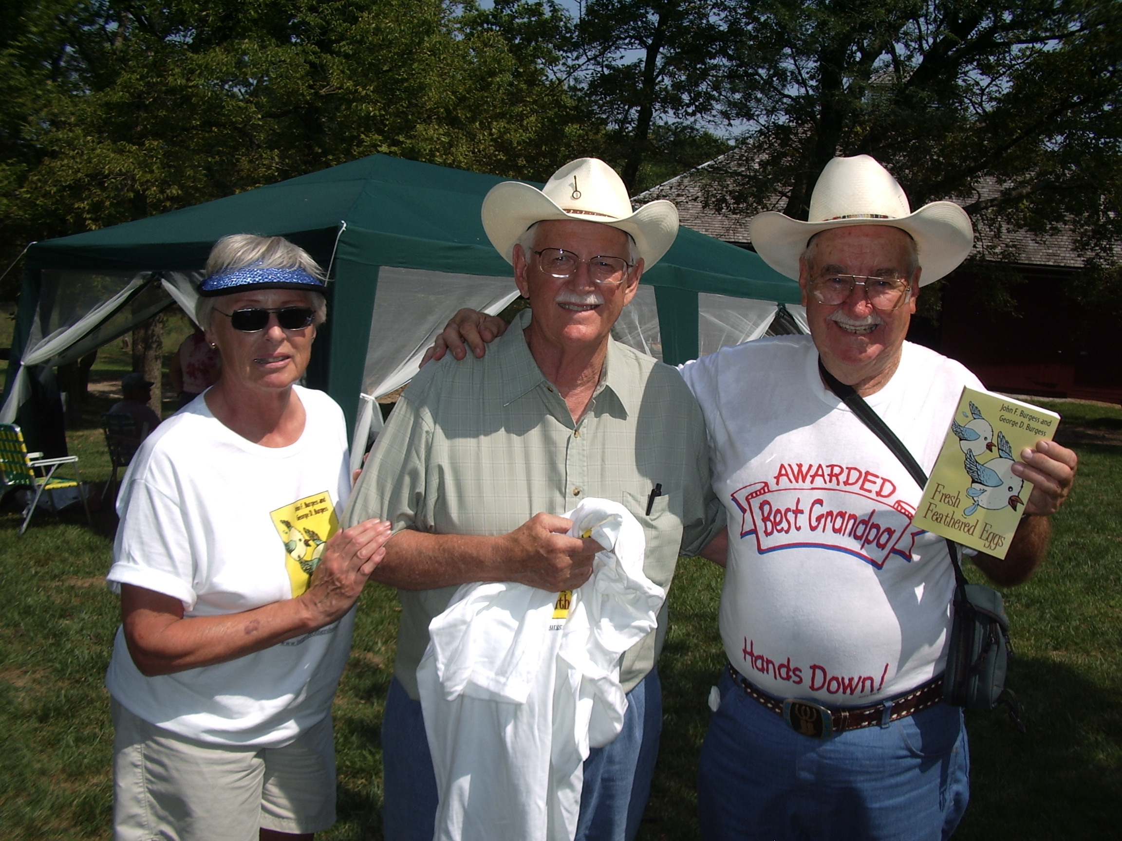 Sue, John & Bob-with newly released book "Fresh Feathered Eggs"