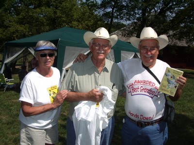 Sue, John & Bob-with newly released book "Fresh Feathered Eggs"
